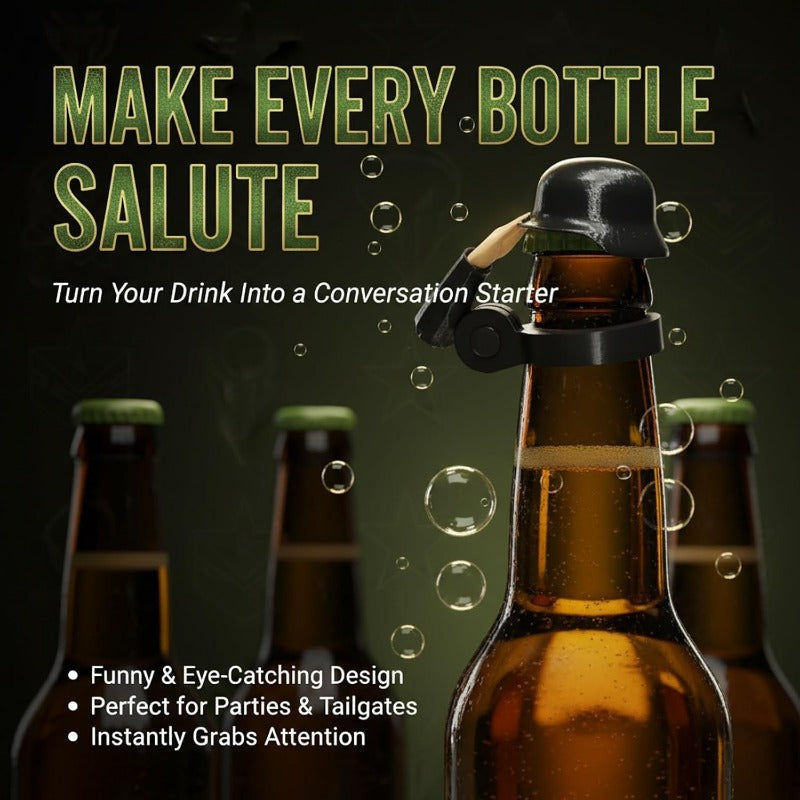 Globetrek° BottleCover 1+1 GRATIS - Genanvendelig Unik Soldat Hilsen Design Flaskeprop Dæksel