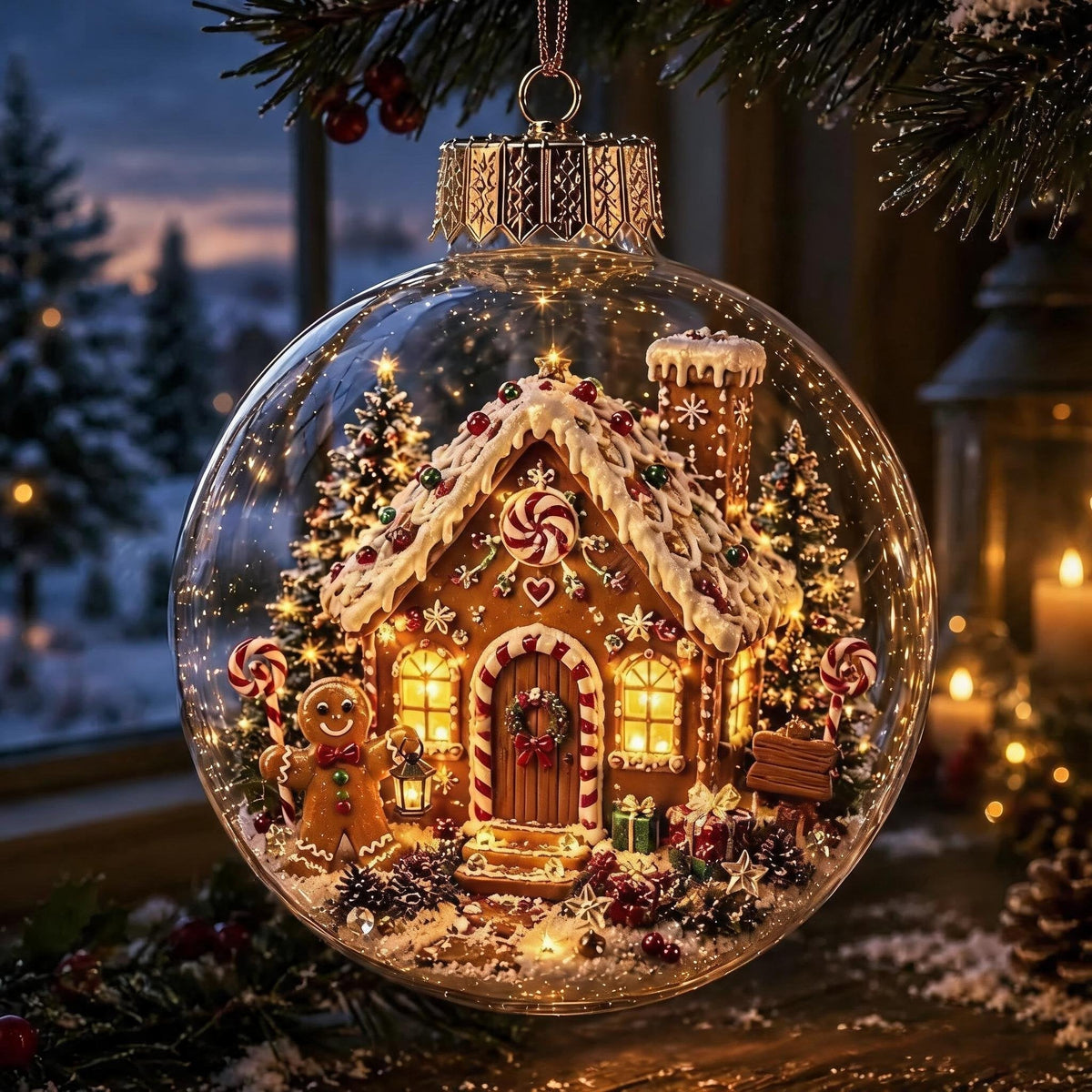 ChristmasOrnament – Glødende Jule Mini Vinter Verden Hus Dekor Ornament
