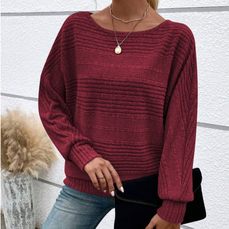 Icone™ CasualLongsleeves: Afslappet Pasform Stilfuld Stribet Flagermusemønster Afslappet Langærmet Top