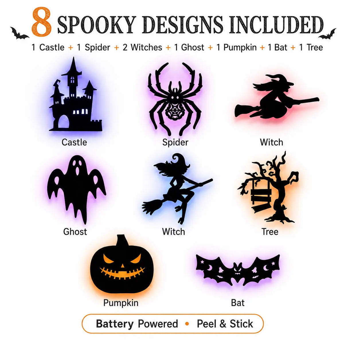 Ledsen™ HalloweenLights 1+1 GRATIS - Halloween LED Skræl Og Stok Vægdekoration Lys
