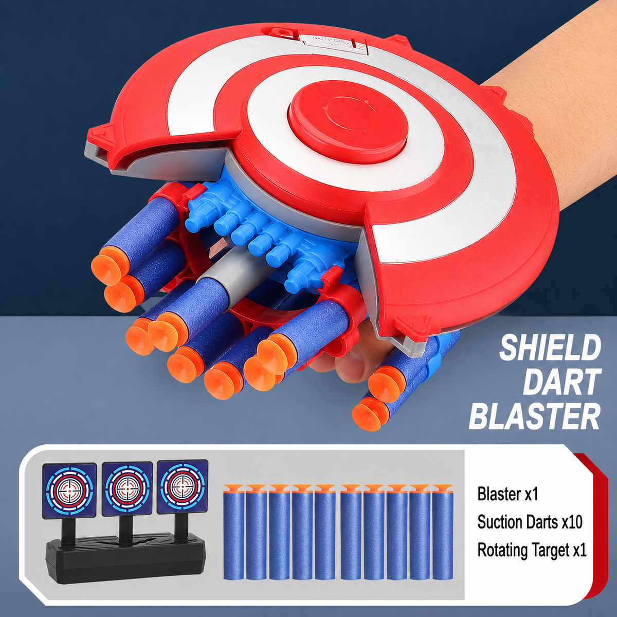 Kletshuts™ ShieldBlaster: Dart Skjold Launcher Hurtig Affyrings Håndledsmonteret Blaster Legetøj