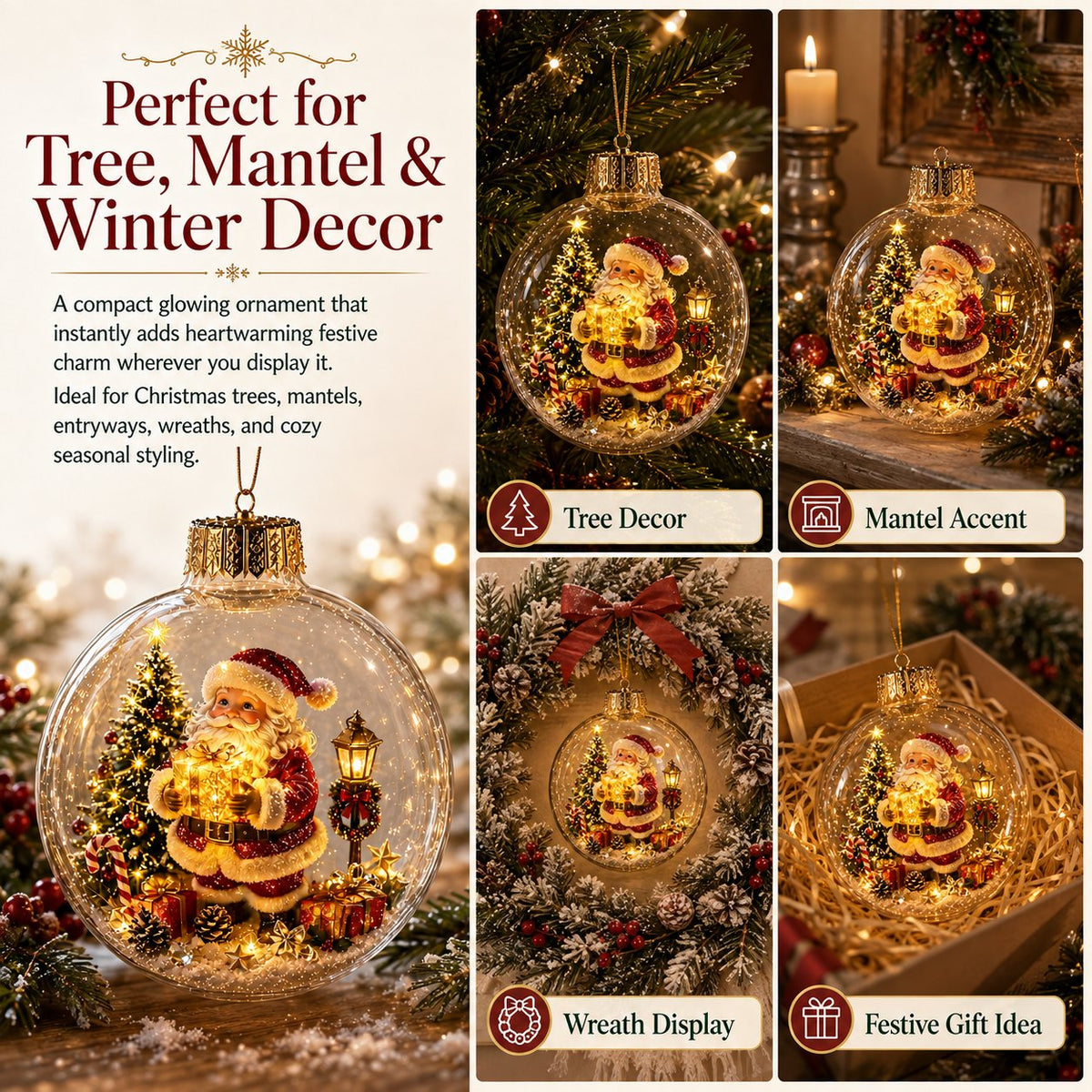 ChristmasOrnament – Glødende Jule Mini Vinter Verden Hus Dekor Ornament