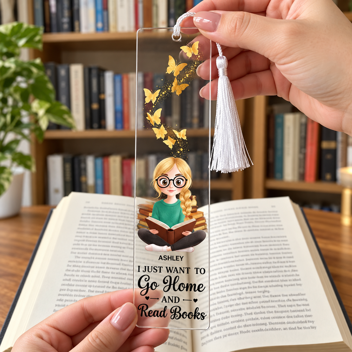 AcrylicBookmark - Elegant Design Personliggjort Akryl Læseholder Med Tilpasset Navn
