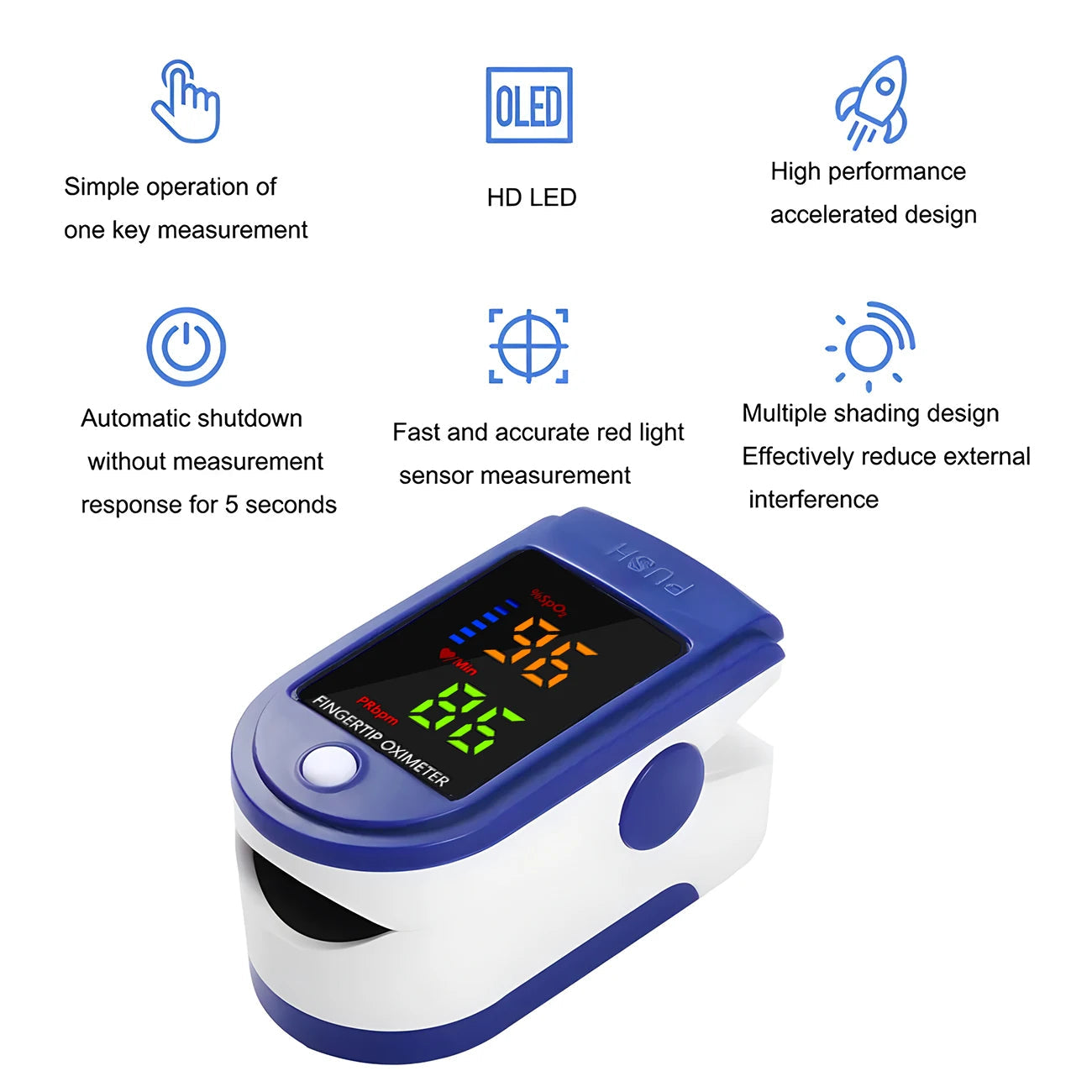 Målesæt med fingerpulsoximeter og DS-6 blodsukkermåler