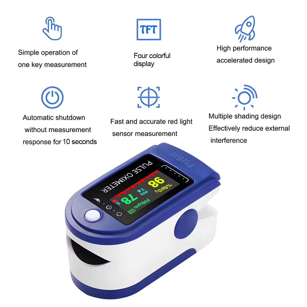 Målesæt med fingerpulsoximeter og DS-6 blodsukkermåler
