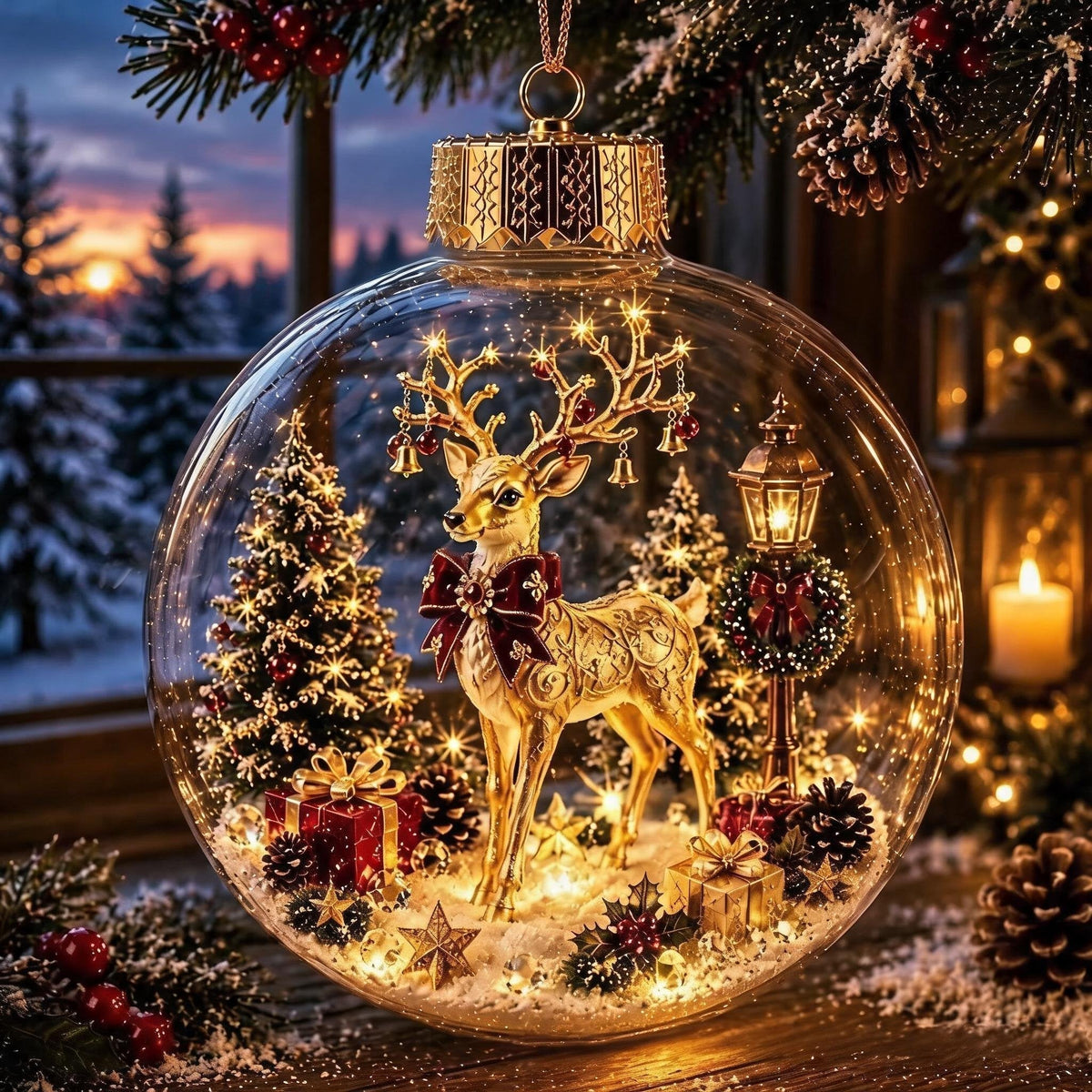 ChristmasOrnament – Glødende Jule Mini Vinter Verden Hus Dekor Ornament