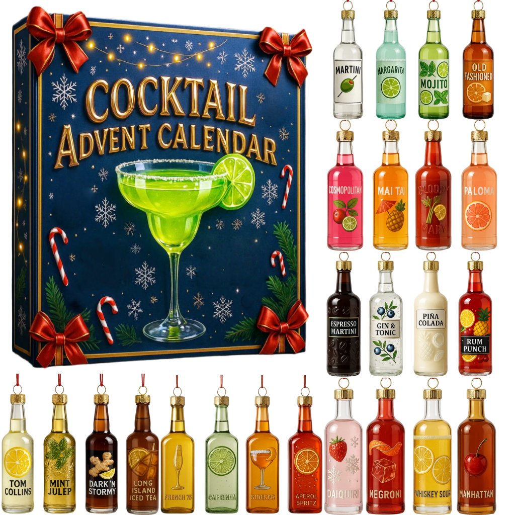 CocktailCountdown - 3D Mini Cocktail Flasker Julekalender Countdown