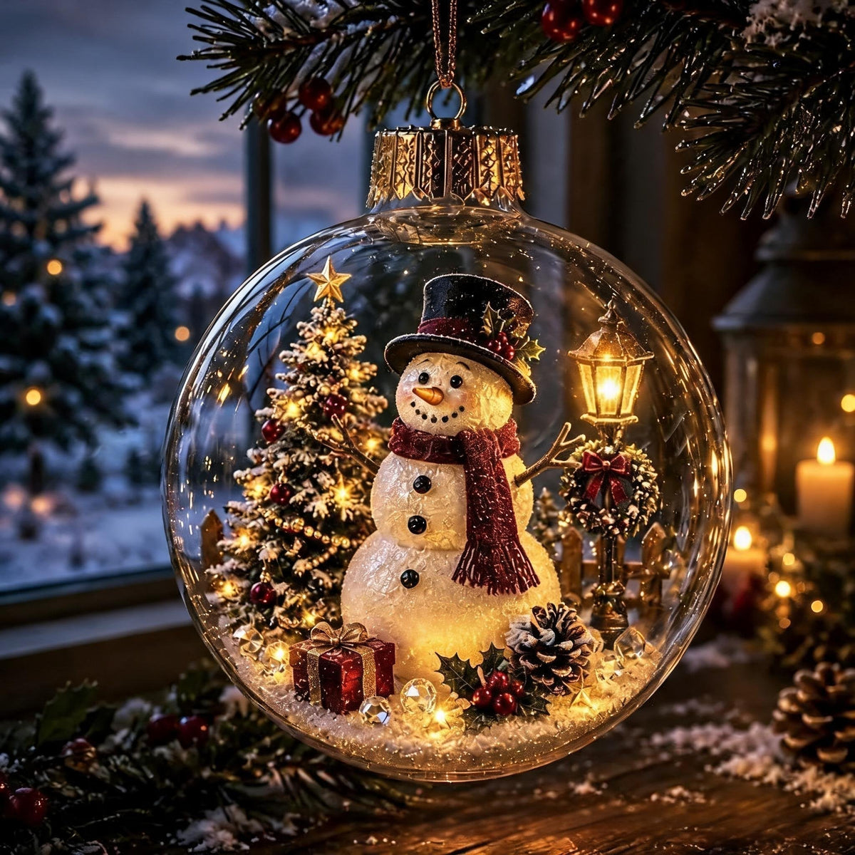 ChristmasOrnament – Glødende Jule Mini Vinter Verden Hus Dekor Ornament