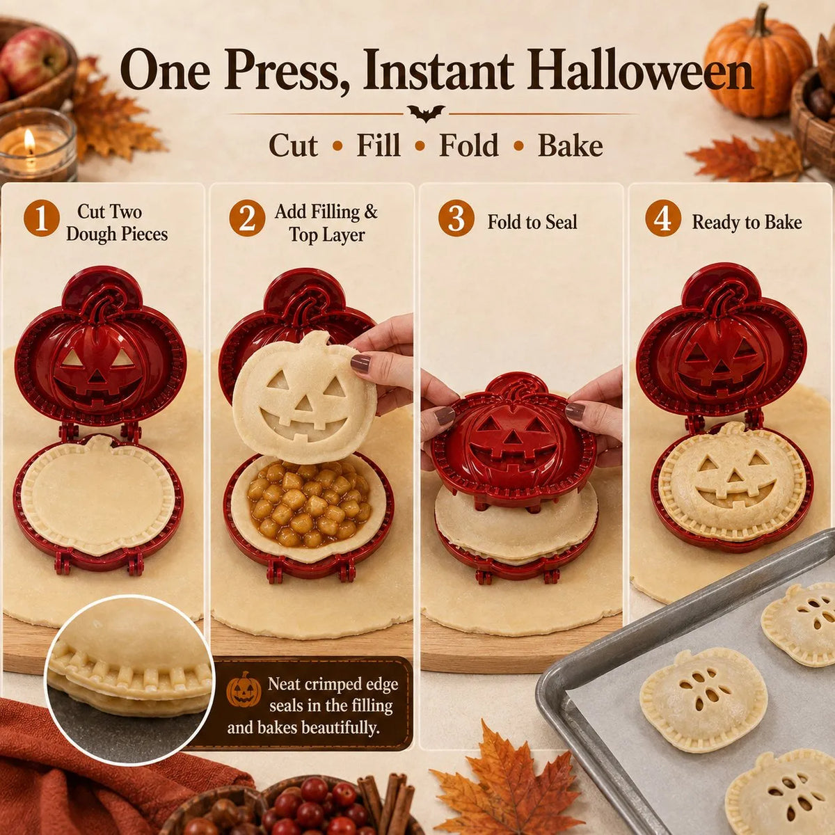 Globetrek° HalloweenMold 2+2 GRATIS - Halloween Mini Hånd Pie Form Sæt