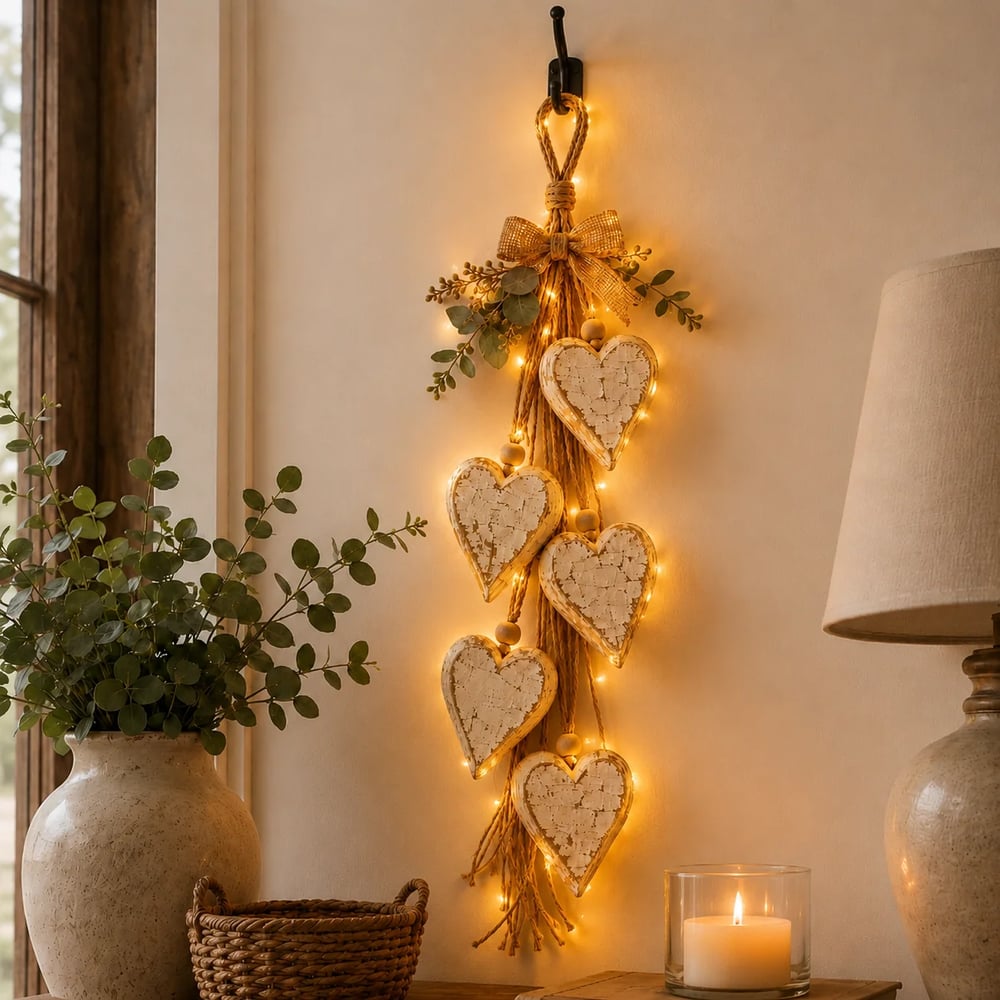 Ledsen™ HangingHeart: Æstetisk Vægdekoration Hængende Glødende Hjerte Ornament