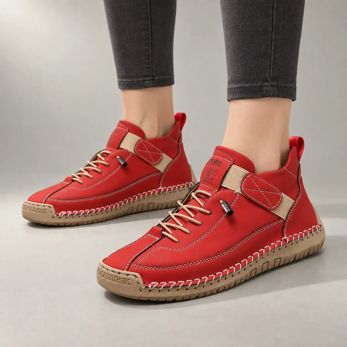 Ortopædiske gåsneakers til damer med bred tåboks og elastiske snørebånd