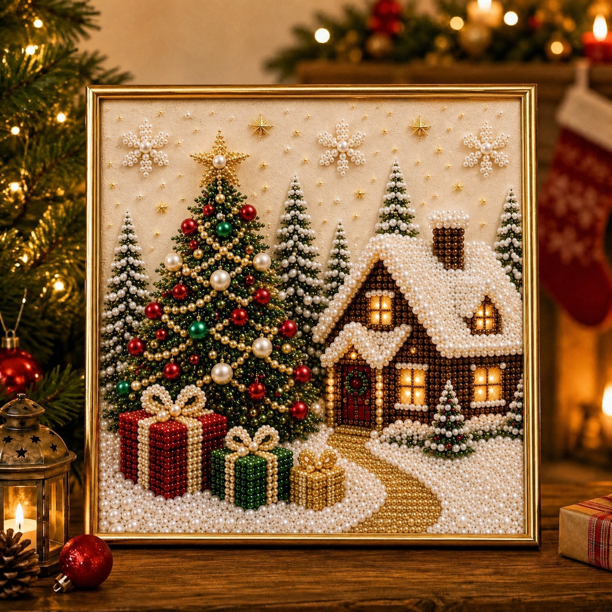 Kletshuts™ ChristmasCraft - DIY Elegant Perler Julepynt Væg Dekoration