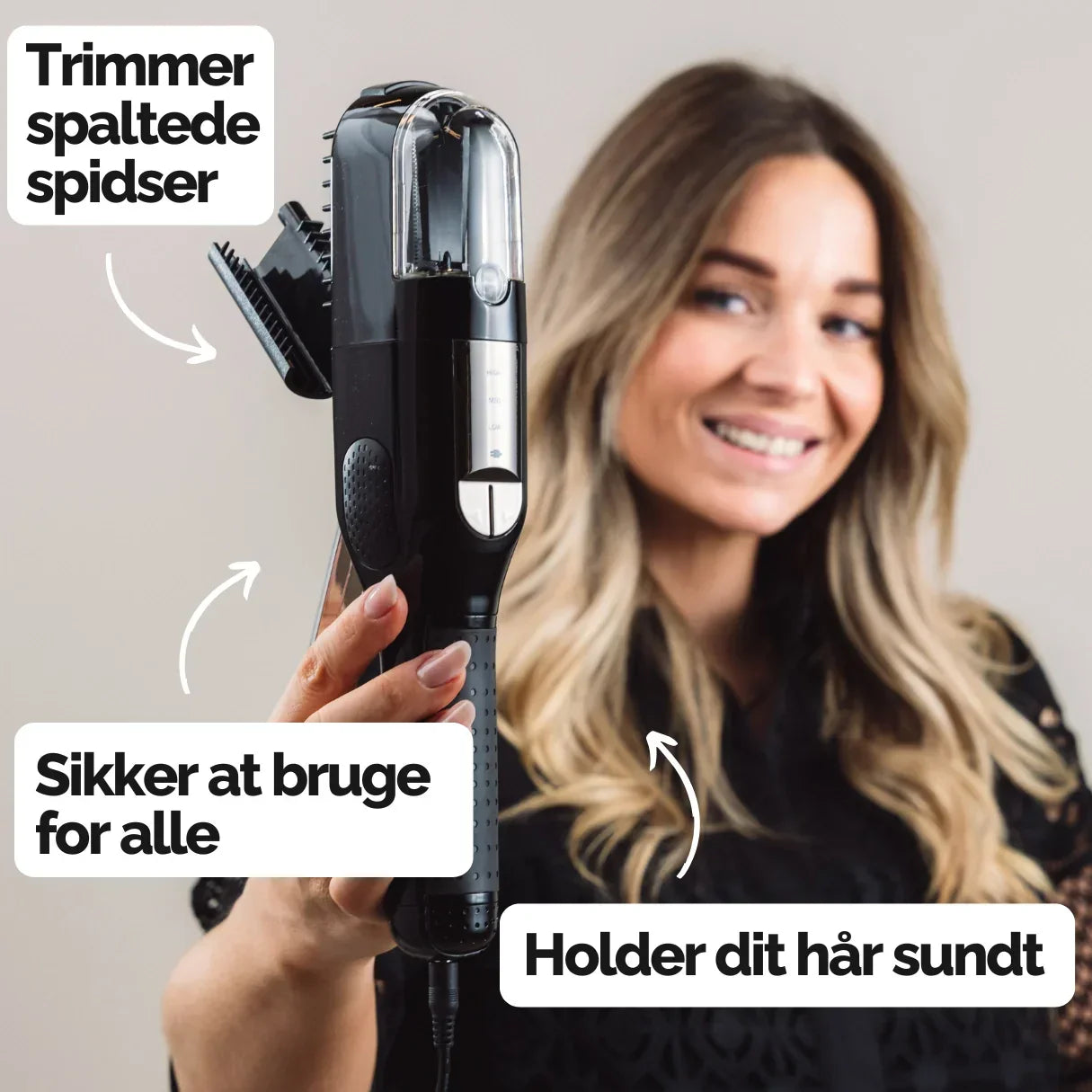 Nærbillede af detaljer på SilkyTrim trimmer til spaltede spidser