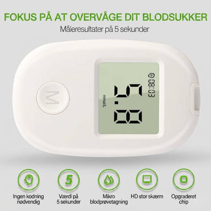 Målesæt med fingerpulsoximeter og DS-6 blodsukkermåler