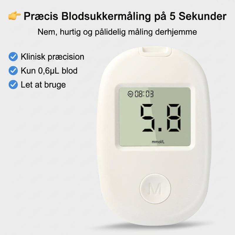 Præcis Blodsukkermåler (Glucometer) – Hurtig & Nem Måling derhjemme (DS-6)
