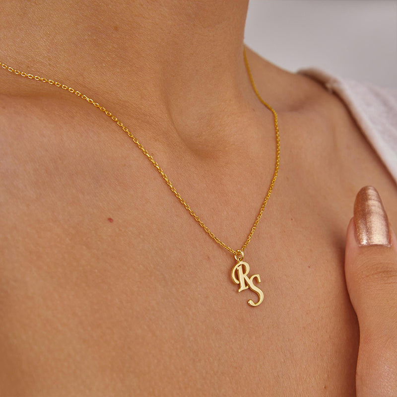 Jewelance™ InitialPendant: Personlig Initial Stablet Vedhæng Mode Halskæde