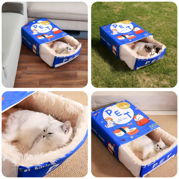 Catfri® CatBed: Hyggelig Indelukket Rektangulær Skjulested KatteSeng