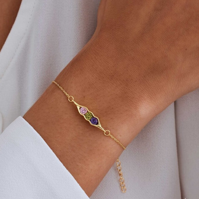 Jewelance™ PodBracelet - 3 Fødselssten Ært Pod Modearmbånd