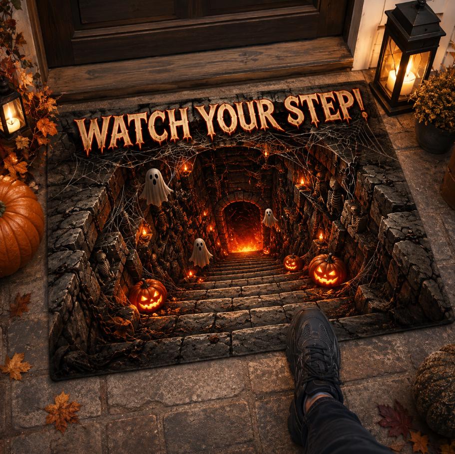 HalloweenRugs - Optisk Illusion Uhyggeligt Halloween Dørmåtte Tæpper