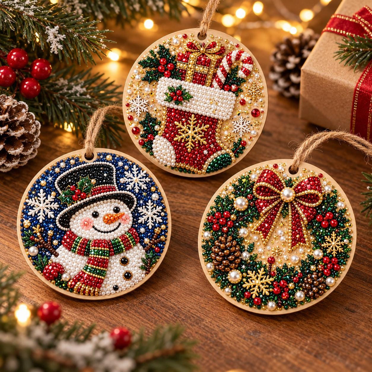 DIYOrnaments 1+1 GRATIS - Juleferie DIY Diamant Maleri Ornamenter