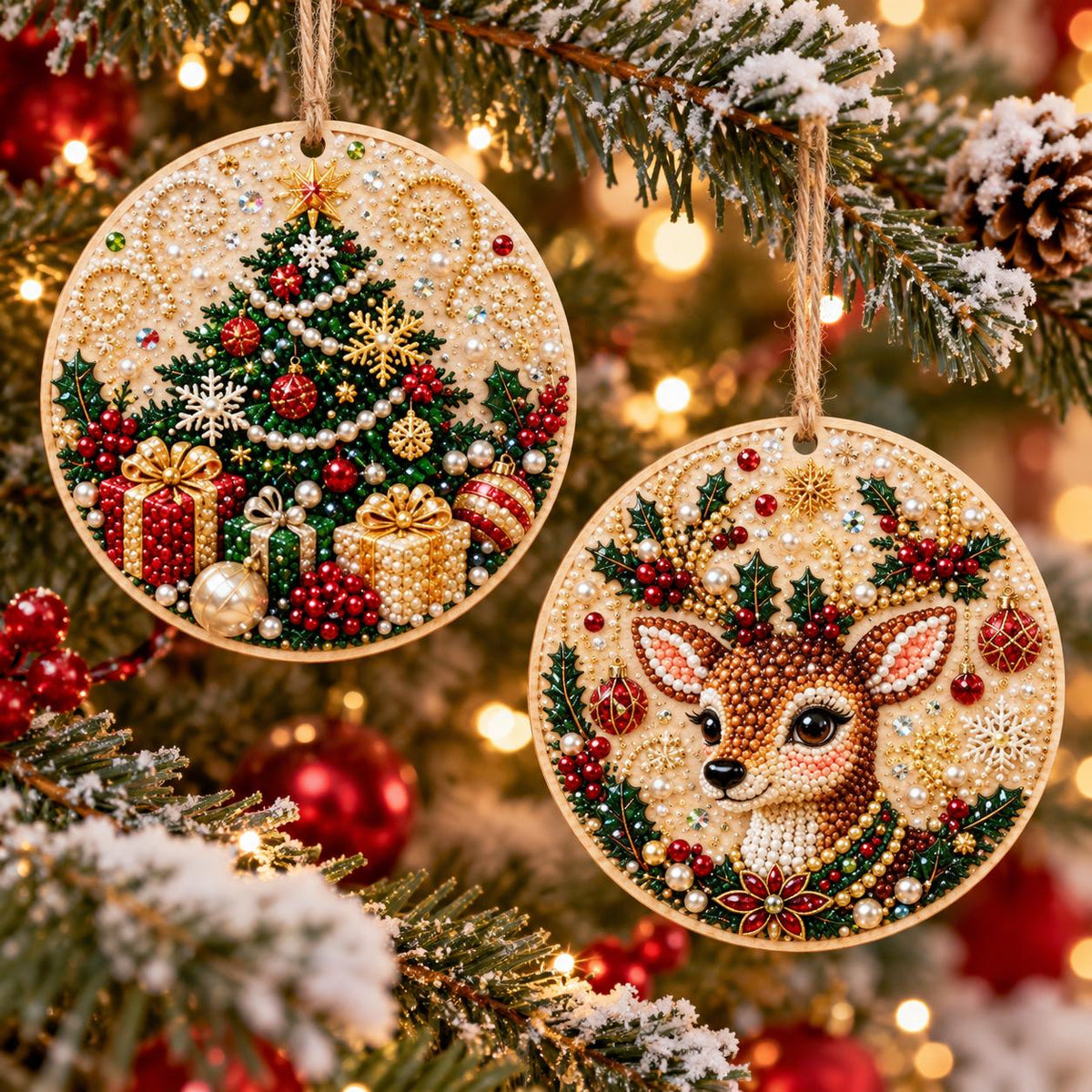 DIYOrnaments 1+1 GRATIS - Juleferie DIY Diamant Maleri Ornamenter