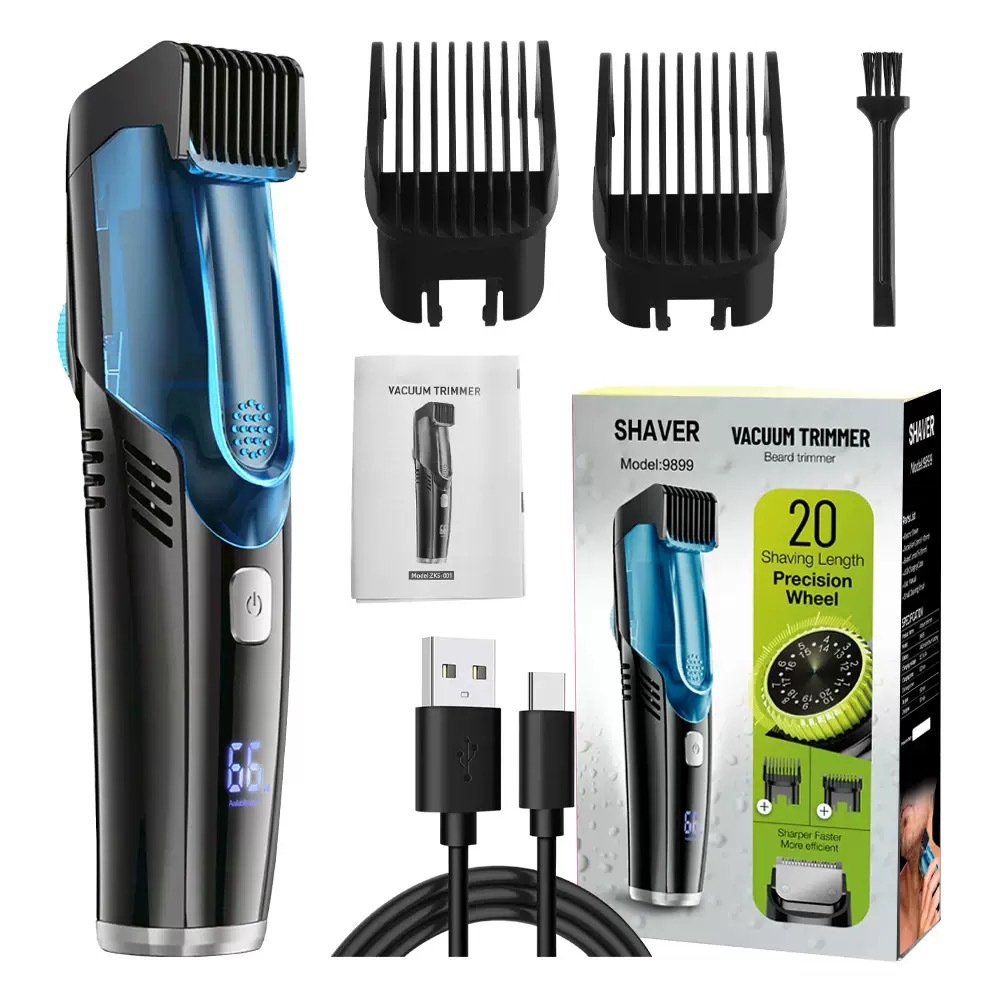 BeardTrimmer: Genopladelig Vakuum Skægtrimmer Med Ren Barbering