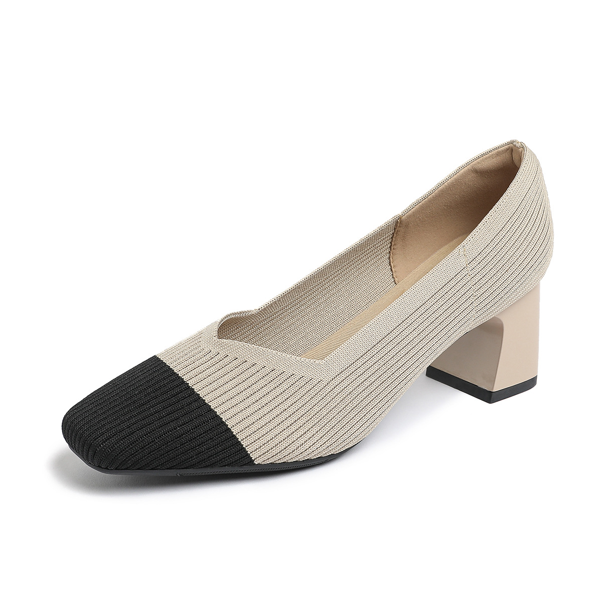 Happy™ KnittedHeels: Kvinder Firkantet Tå Kort Hæl Afslappet Komfort Strikket Hæle