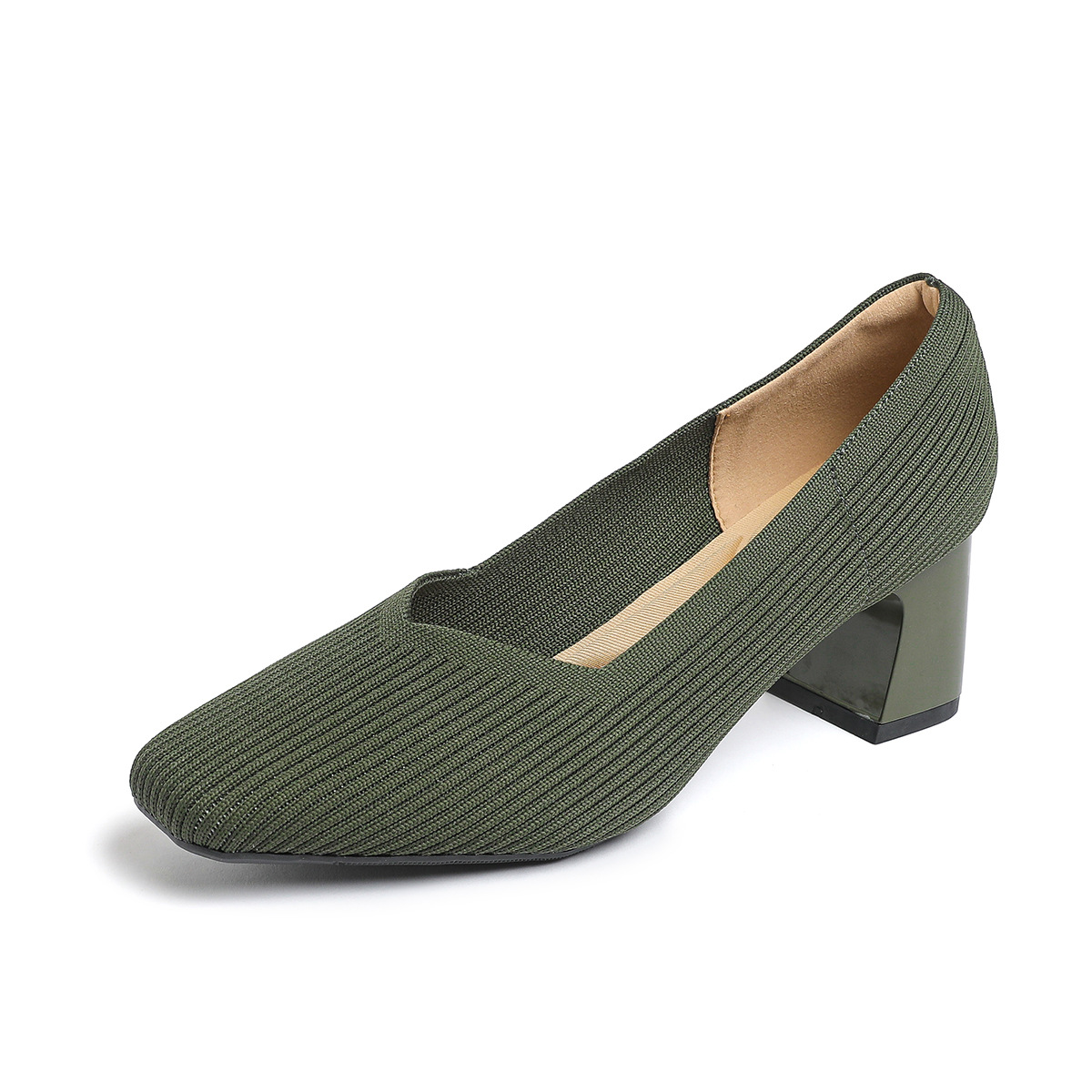 Happy™ KnittedHeels: Kvinder Firkantet Tå Kort Hæl Afslappet Komfort Strikket Hæle