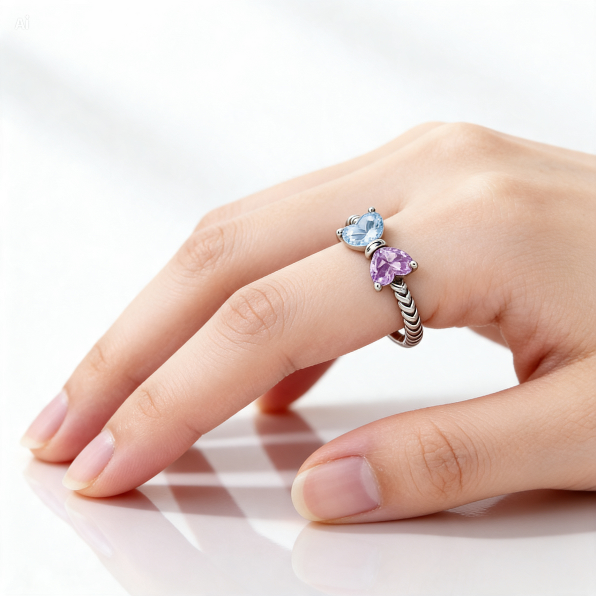 Jewelance™ BowRing - Tilpasset Dobbelte Fødselssten Bue Ring