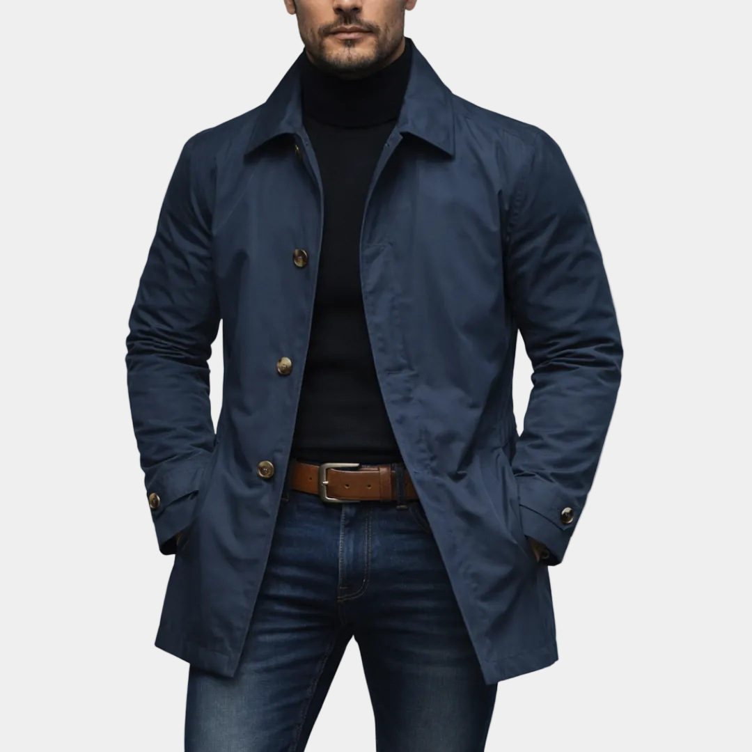 Icone™ TrenchCoat - Elegant Stilfuld Herre Mid-Længde Trench Frakke
