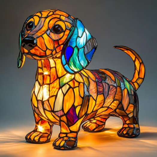 Ledsen DogLamp: Moderne Kunstnerisk Plettet Ambient Hund Lampe