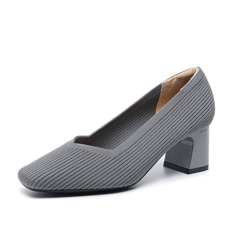 Happy™ KnittedHeels: Kvinder Firkantet Tå Kort Hæl Afslappet Komfort Strikket Hæle