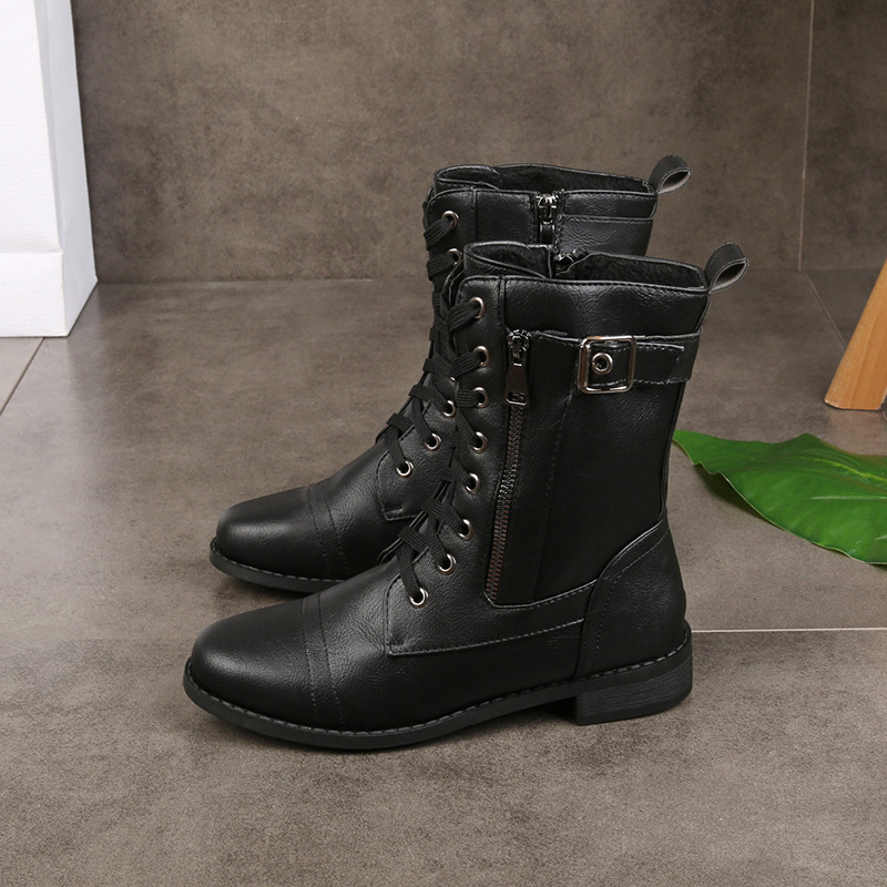 Happy™ ClassicBoots: Vintage Rund Tå Lynlås I Siden Ankel Klassisk Støvler