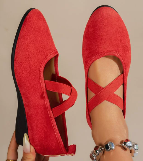 Happy™ BallerinaShoes: Kvinders Criss-Kryds Lukket Lav-Hæl Ballerina Sko