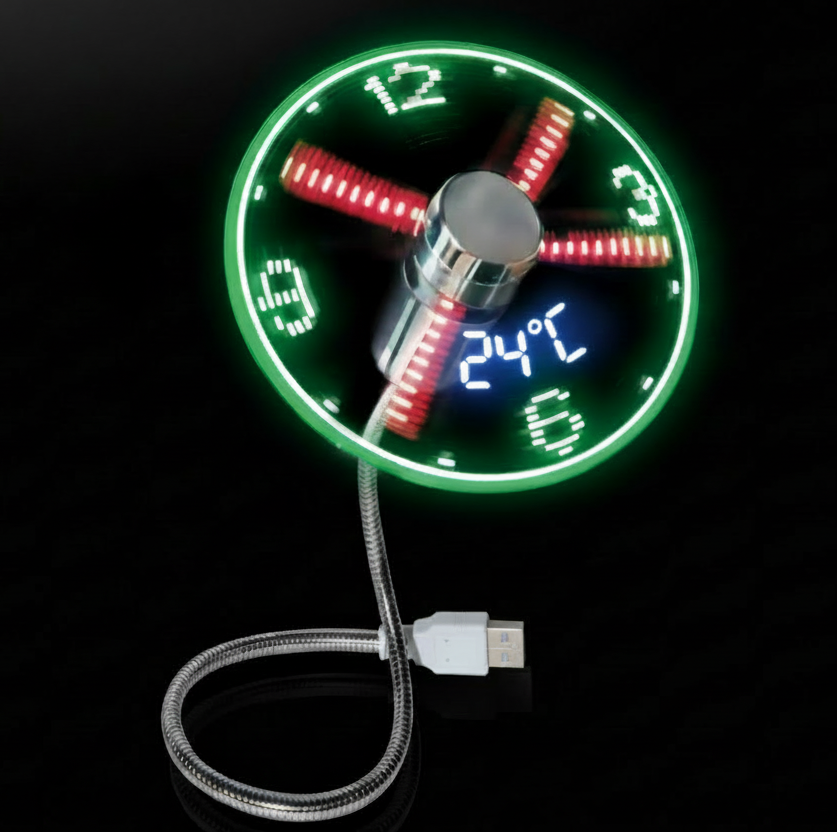 Ledsen™ USBFan - 2-I-1 USB Blæser Med LED Ur Belysning