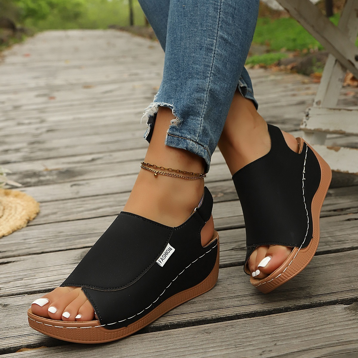 Happy™ SlopeSandals - Elegant Behagelig Stilig Slope Hæl Sandaler