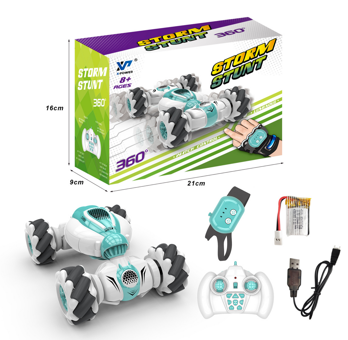Kletshuts™ SpinningCar: 4WD Terrængående Dobbelt Kontrol Tilstand Stunt Spindende Bil