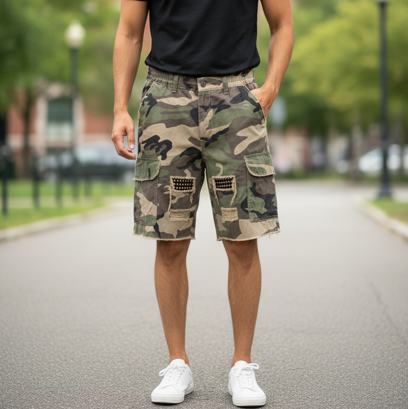 Icone™ CamoShorts: Casual Camouflage Cargo Sommerstil Shorts Til Mænd