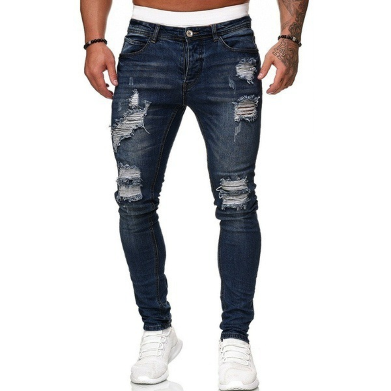 Icone™ RippedJeans: Mænd Stilfulde Mager Rippet Jeans