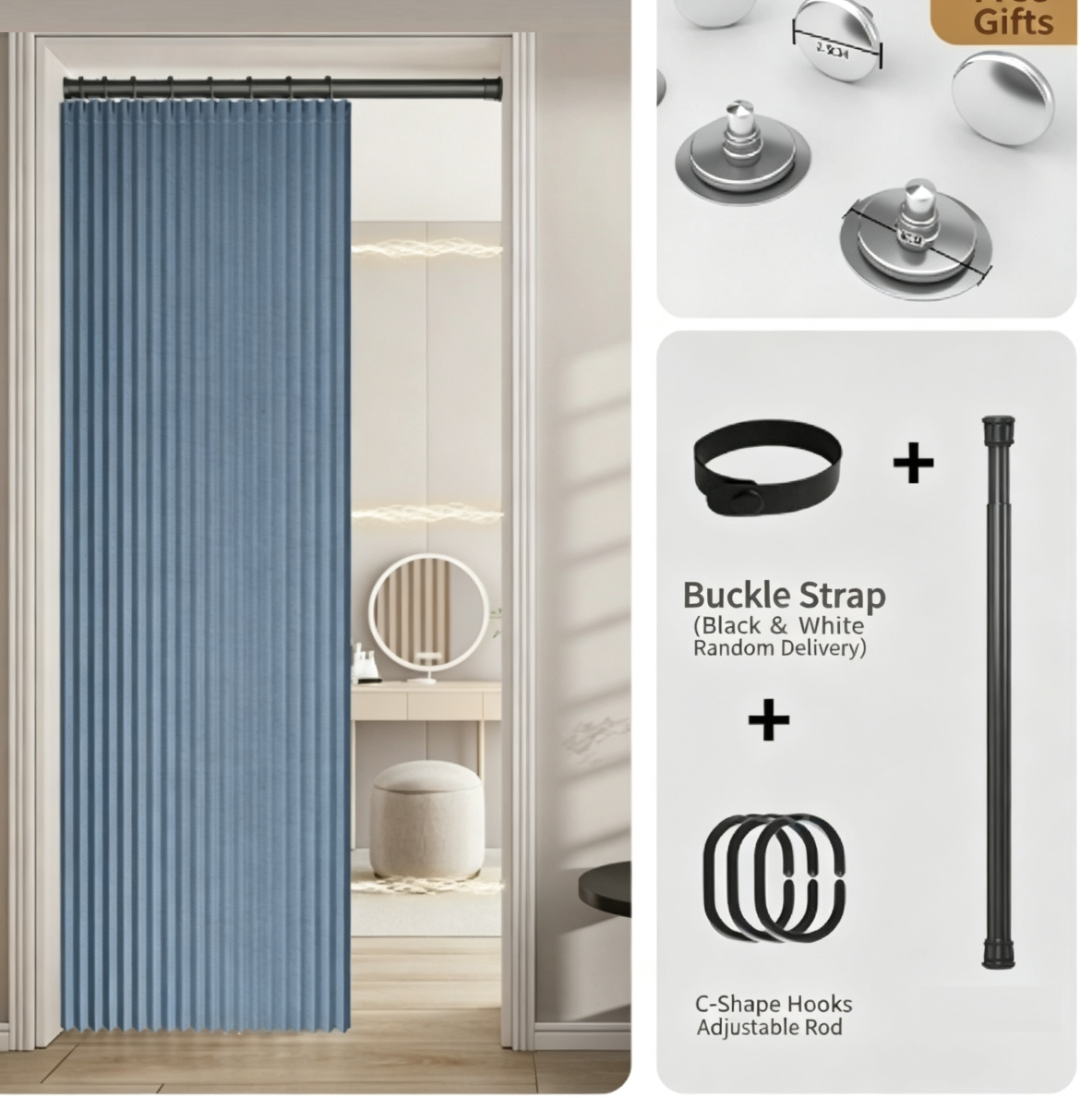 GlideHold® SpaceDivider: Pladsbesparende Gardindør Divider Uden Bor