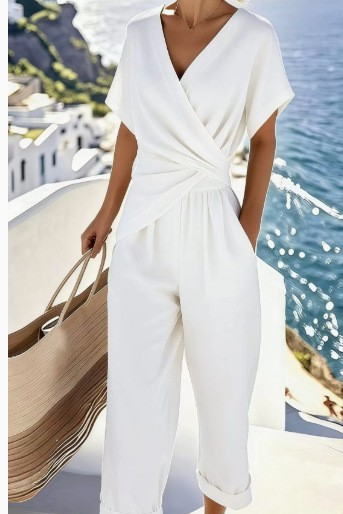 Icone™ ElegantWear: Elegant V-Udskæring Daglig Brug Top Og Høj Talje Bukser Sæt
