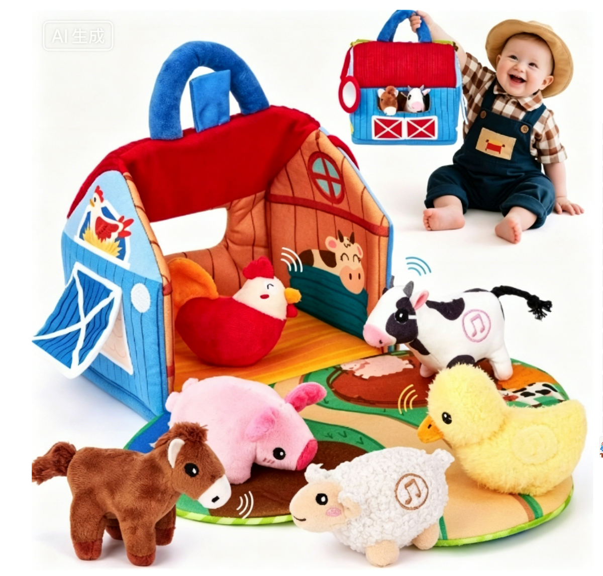 Kletshuts™ FarmPlayset: Interaktivt Læring Legetøj Med Bærbar Legehus