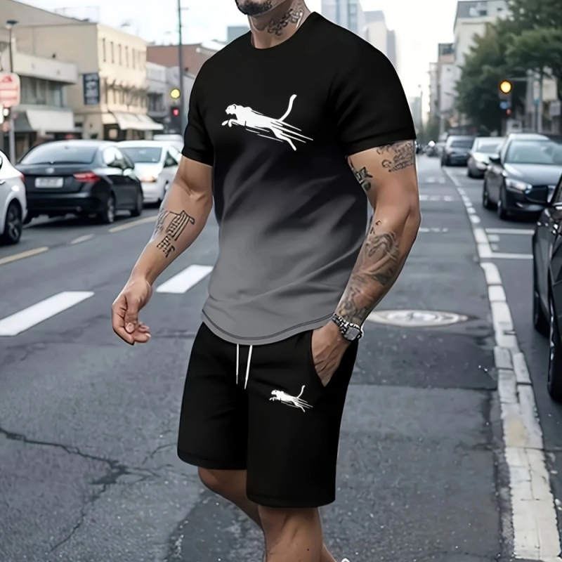 Icone™ StreetwearOutfit - Afslappet Streetwear To-Dels Outfit Sæt Til Mænd