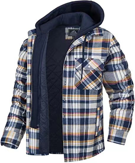 Icone™ PlaidJacket: Herre Stilfuld Huva Lynlås-Op Ternet Jakke