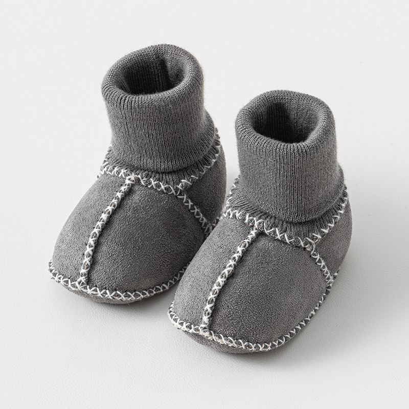 Happy™ InfantSocks 1+1 GRATIS: Elegant Varm Ruskind Krybbe-Sikker Spædbarn Sokker