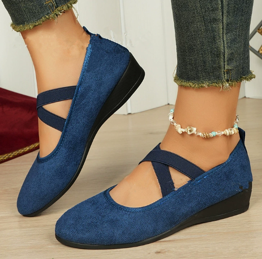 Happy™ BallerinaShoes: Kvinders Criss-Kryds Lukket Lav-Hæl Ballerina Sko