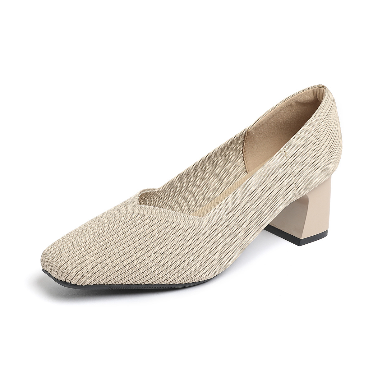 Happy™ KnittedHeels: Kvinder Firkantet Tå Kort Hæl Afslappet Komfort Strikket Hæle