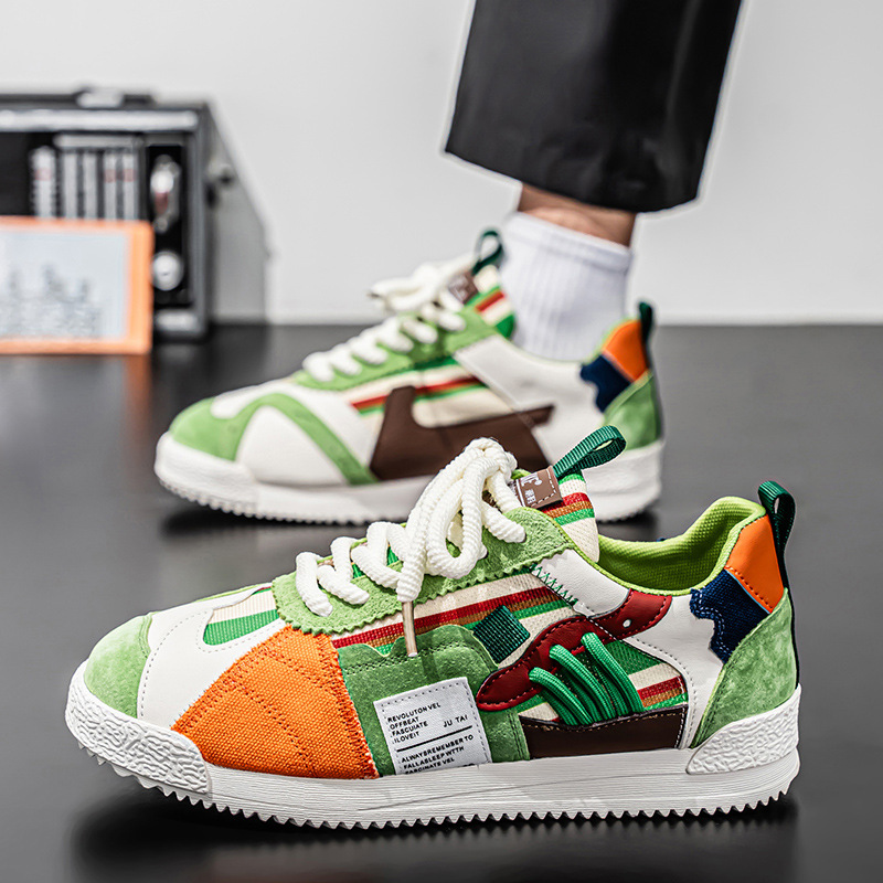 Happy™ PatchworkShoes: Mænd Stilfulde Streetwear Patchwork Sko