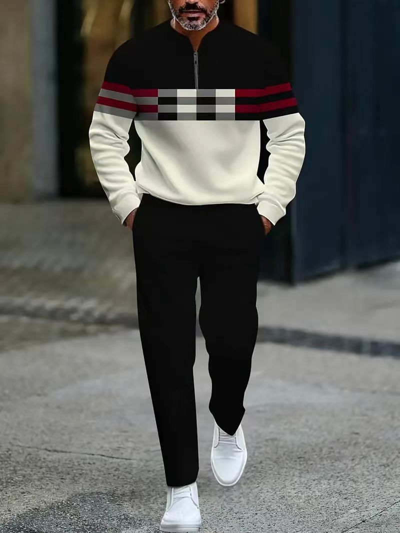 Icone™ GraphicSet: Herres Afslappet Sportswear Grafisk Print Sweatshirt Og Bukser Sæt