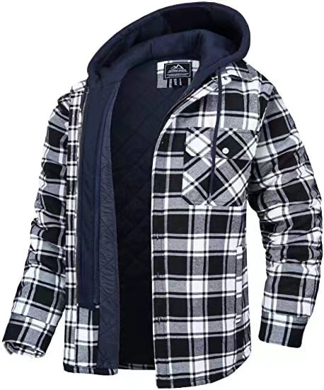 Icone™ PlaidJacket: Herre Stilfuld Huva Lynlås-Op Ternet Jakke
